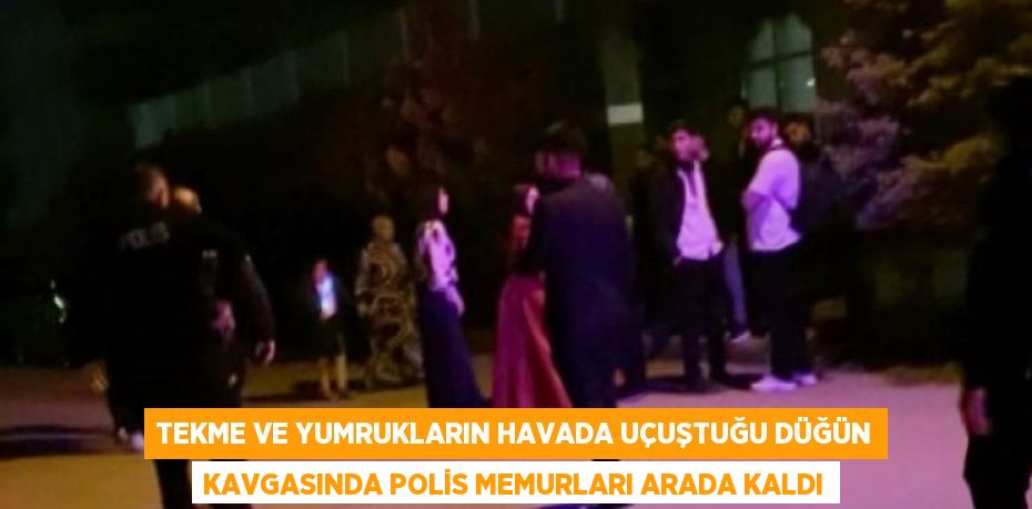 TEKME VE YUMRUKLARIN HAVADA UÇUŞTUĞU DÜĞÜN KAVGASINDA POLİS MEMURLARI ARADA KALDI