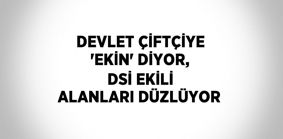 DEVLET ÇİFTÇİYE 'EKİN' DİYOR, DSİ EKİLİ ALANLARI DÜZLÜYOR