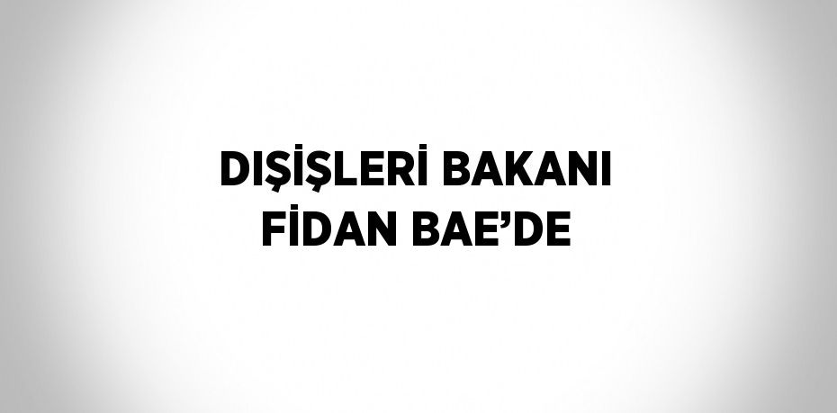 DIŞİŞLERİ BAKANI FİDAN BAE’DE