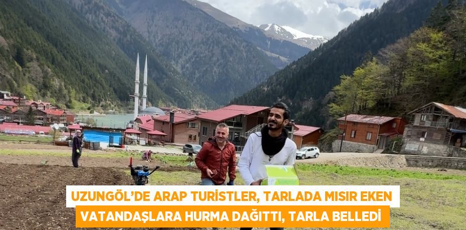 UZUNGÖL’DE ARAP TURİSTLER, TARLADA MISIR EKEN VATANDAŞLARA HURMA DAĞITTI, TARLA BELLEDİ