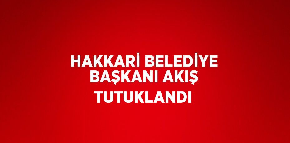 HAKKARİ BELEDİYE BAŞKANI AKIŞ TUTUKLANDI