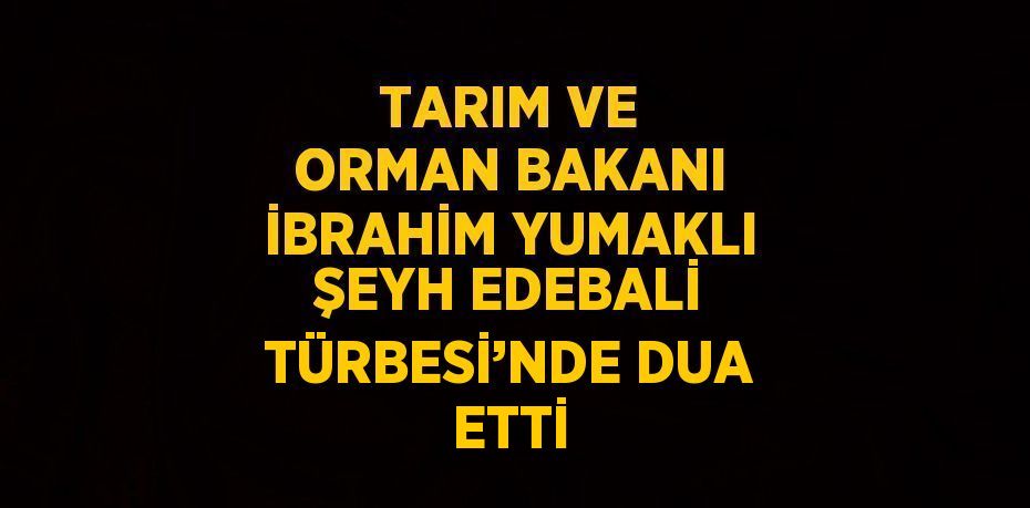 TARIM VE ORMAN BAKANI İBRAHİM YUMAKLI ŞEYH EDEBALİ TÜRBESİ’NDE DUA ETTİ