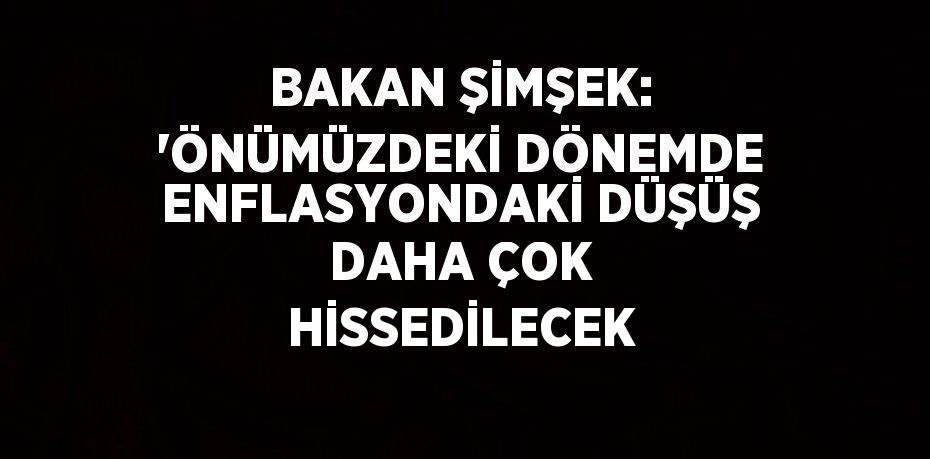 BAKAN ŞİMŞEK: 'ÖNÜMÜZDEKİ DÖNEMDE ENFLASYONDAKİ DÜŞÜŞ DAHA ÇOK HİSSEDİLECEK