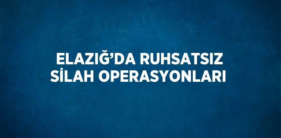 ELAZIĞ’DA RUHSATSIZ SİLAH OPERASYONLARI