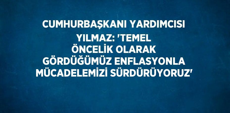 CUMHURBAŞKANI YARDIMCISI YILMAZ: 'TEMEL ÖNCELİK OLARAK GÖRDÜĞÜMÜZ ENFLASYONLA MÜCADELEMİZİ SÜRDÜRÜYORUZ'