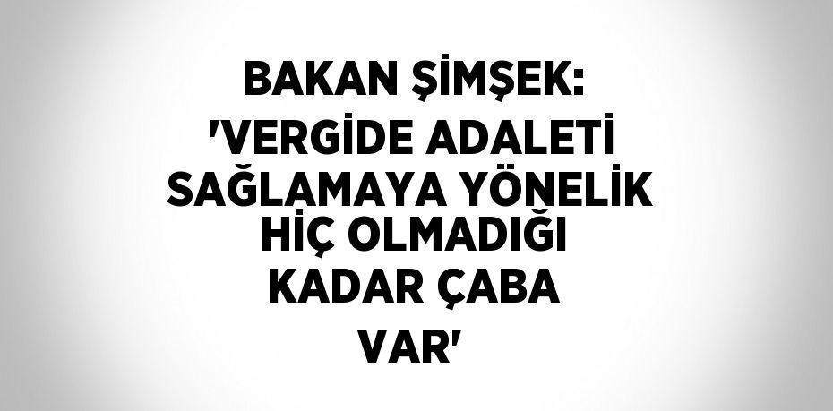 BAKAN ŞİMŞEK: 'VERGİDE ADALETİ SAĞLAMAYA YÖNELİK HİÇ OLMADIĞI KADAR ÇABA VAR'