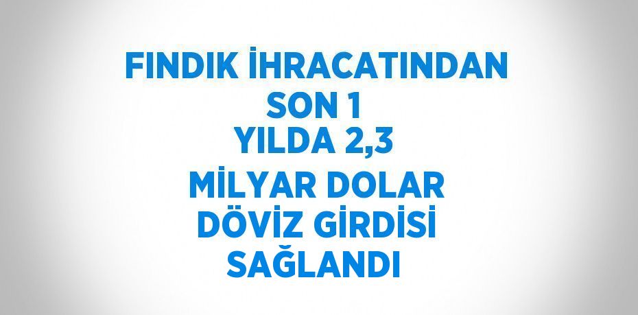 FINDIK İHRACATINDAN SON 1 YILDA 2,3 MİLYAR DOLAR DÖVİZ GİRDİSİ SAĞLANDI