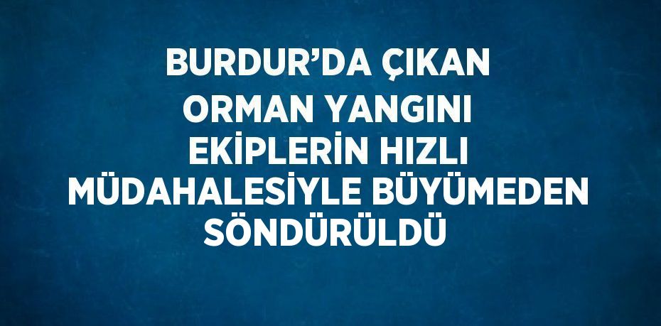 BURDUR’DA ÇIKAN ORMAN YANGINI EKİPLERİN HIZLI MÜDAHALESİYLE BÜYÜMEDEN SÖNDÜRÜLDÜ