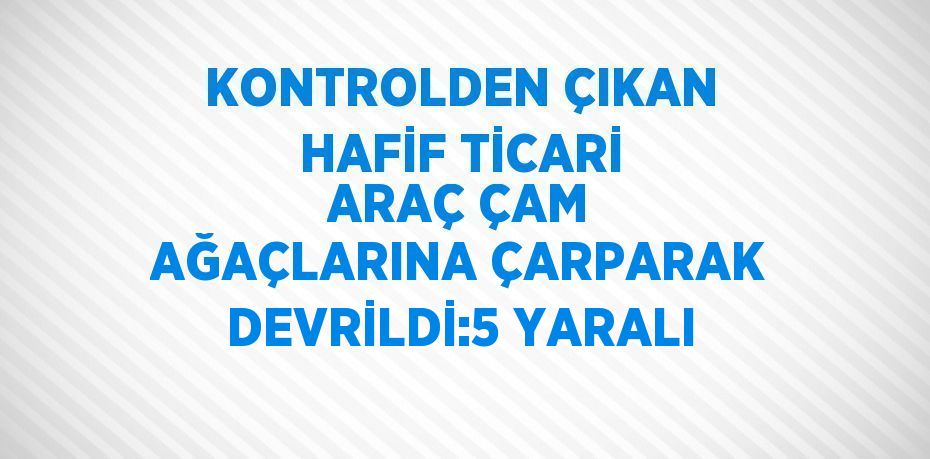 KONTROLDEN ÇIKAN HAFİF TİCARİ ARAÇ ÇAM AĞAÇLARINA ÇARPARAK DEVRİLDİ:5 YARALI