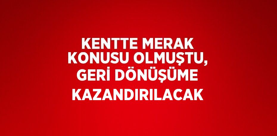 KENTTE MERAK KONUSU OLMUŞTU, GERİ DÖNÜŞÜME KAZANDIRILACAK