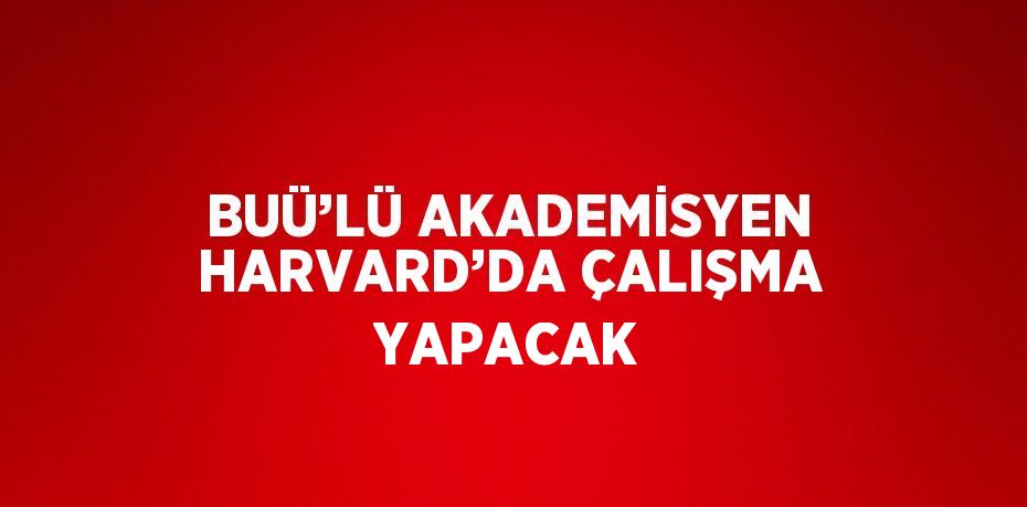 BUÜ’LÜ AKADEMİSYEN HARVARD’DA ÇALIŞMA YAPACAK