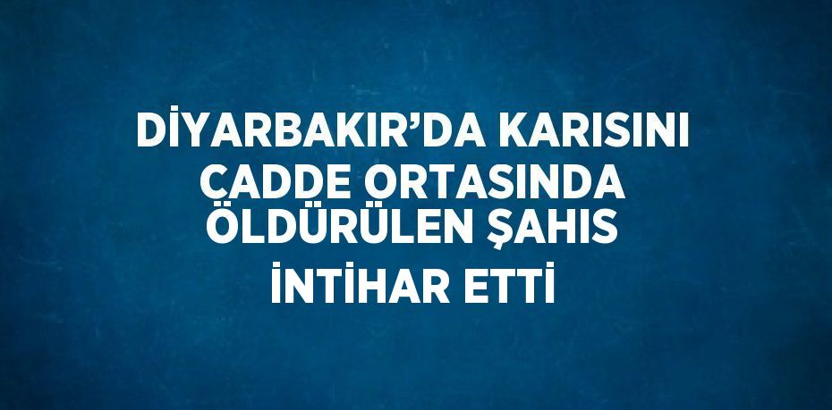 DİYARBAKIR’DA KARISINI CADDE ORTASINDA ÖLDÜRÜLEN ŞAHIS İNTİHAR ETTİ