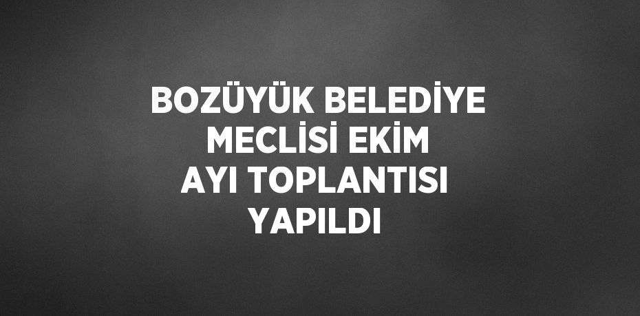 BOZÜYÜK BELEDİYE MECLİSİ EKİM AYI TOPLANTISI YAPILDI