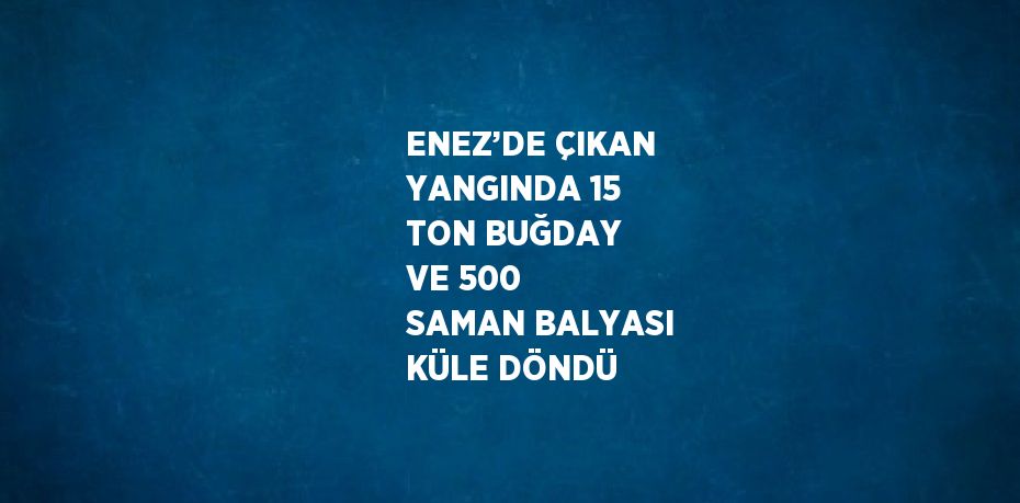 ENEZ’DE ÇIKAN YANGINDA 15 TON BUĞDAY VE 500 SAMAN BALYASI KÜLE DÖNDÜ