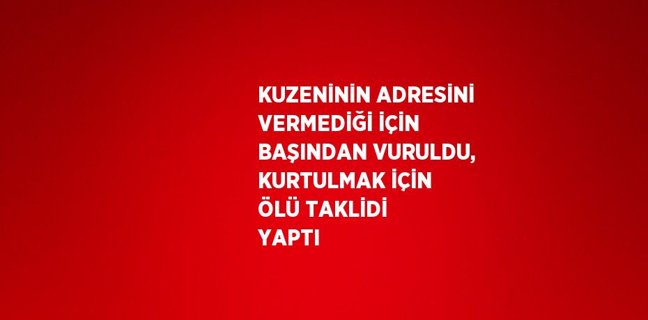 KUZENİNİN ADRESİNİ VERMEDİĞİ İÇİN BAŞINDAN VURULDU, KURTULMAK İÇİN ÖLÜ TAKLİDİ YAPTI