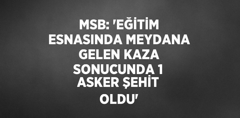 MSB: 'EĞİTİM ESNASINDA MEYDANA GELEN KAZA SONUCUNDA 1 ASKER ŞEHİT OLDU'