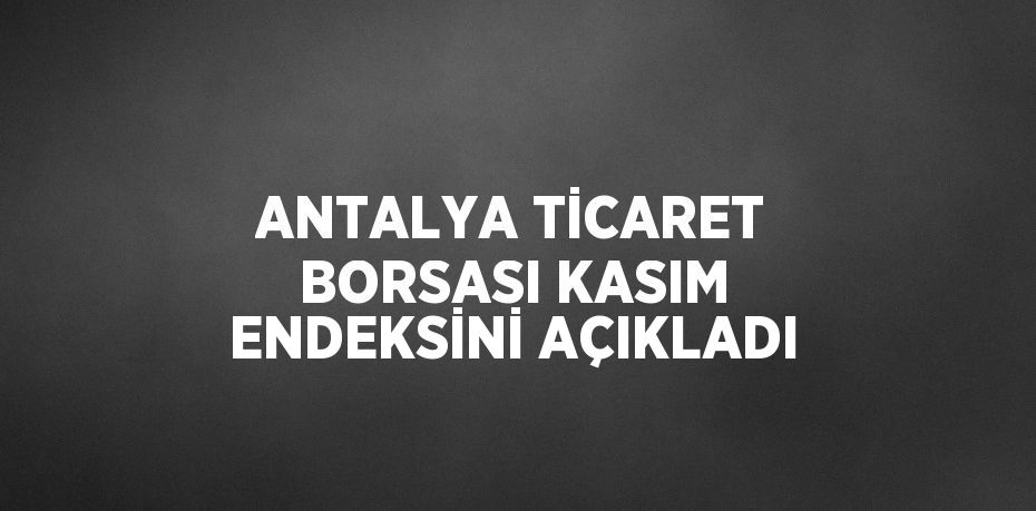 ANTALYA TİCARET BORSASI KASIM ENDEKSİNİ AÇIKLADI