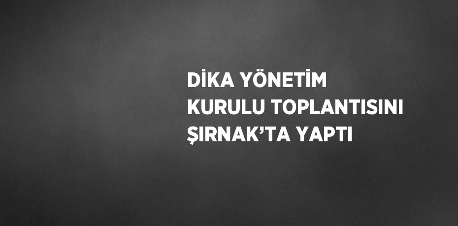 DİKA YÖNETİM KURULU TOPLANTISINI ŞIRNAK’TA YAPTI