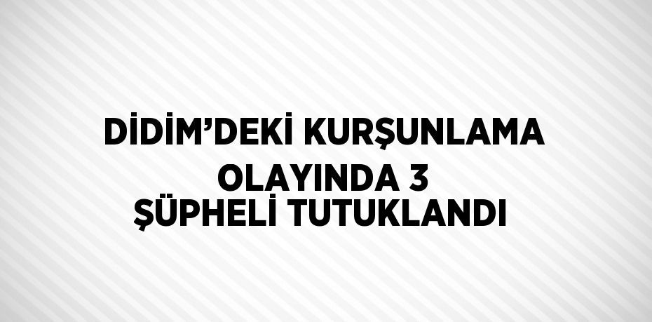 DİDİM’DEKİ KURŞUNLAMA OLAYINDA 3 ŞÜPHELİ TUTUKLANDI