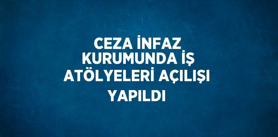 CEZA İNFAZ KURUMUNDA İŞ ATÖLYELERİ AÇILIŞI YAPILDI