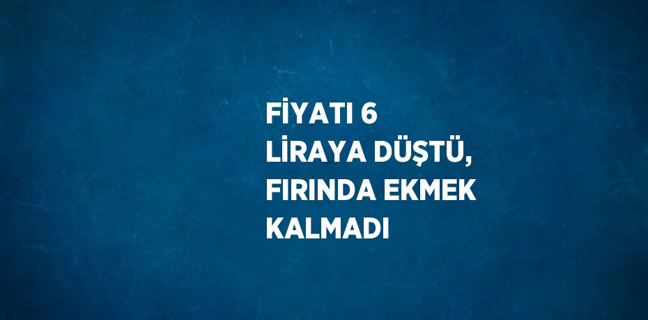 FİYATI 6 LİRAYA DÜŞTÜ, FIRINDA EKMEK KALMADI