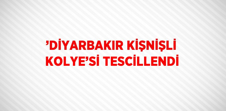 ’DİYARBAKIR KİŞNİŞLİ KOLYE’Sİ TESCİLLENDİ