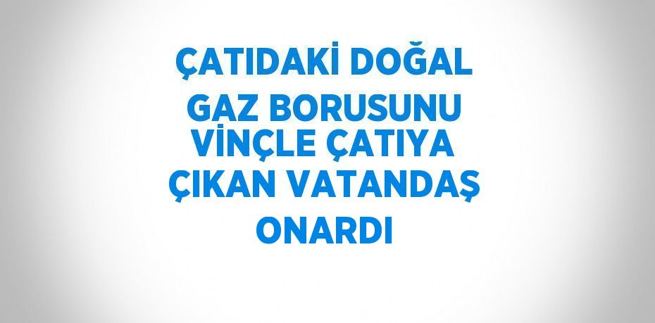 ÇATIDAKİ DOĞAL GAZ BORUSUNU VİNÇLE ÇATIYA ÇIKAN VATANDAŞ ONARDI