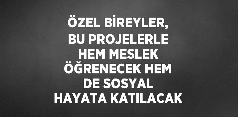 ÖZEL BİREYLER, BU PROJELERLE HEM MESLEK ÖĞRENECEK HEM DE SOSYAL HAYATA KATILACAK