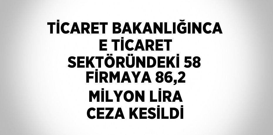 TİCARET BAKANLIĞINCA E TİCARET SEKTÖRÜNDEKİ 58 FİRMAYA 86,2 MİLYON LİRA CEZA KESİLDİ