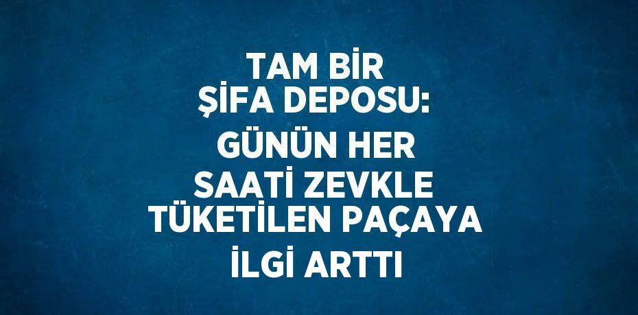 TAM BİR ŞİFA DEPOSU: GÜNÜN HER SAATİ ZEVKLE TÜKETİLEN PAÇAYA İLGİ ARTTI