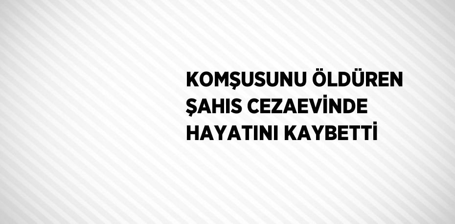 KOMŞUSUNU ÖLDÜREN ŞAHIS CEZAEVİNDE HAYATINI KAYBETTİ