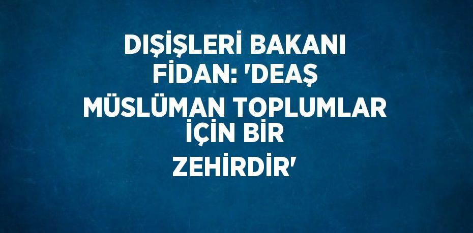 DIŞİŞLERİ BAKANI FİDAN: 'DEAŞ MÜSLÜMAN TOPLUMLAR İÇİN BİR ZEHİRDİR'