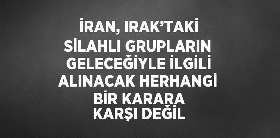 İRAN, IRAK’TAKİ SİLAHLI GRUPLARIN GELECEĞİYLE İLGİLİ ALINACAK HERHANGİ BİR KARARA KARŞI DEĞİL