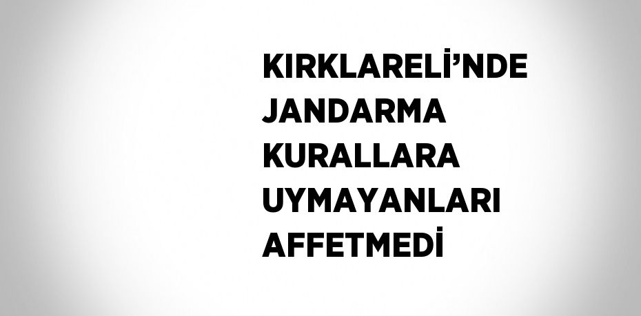 KIRKLARELİ’NDE JANDARMA KURALLARA UYMAYANLARI AFFETMEDİ