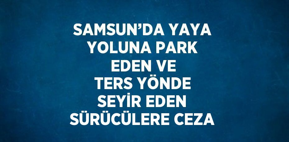 SAMSUN’DA YAYA YOLUNA PARK EDEN VE TERS YÖNDE SEYİR EDEN SÜRÜCÜLERE CEZA