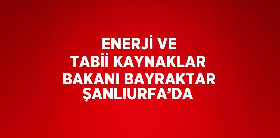 ENERJİ VE TABİİ KAYNAKLAR BAKANI BAYRAKTAR ŞANLIURFA’DA