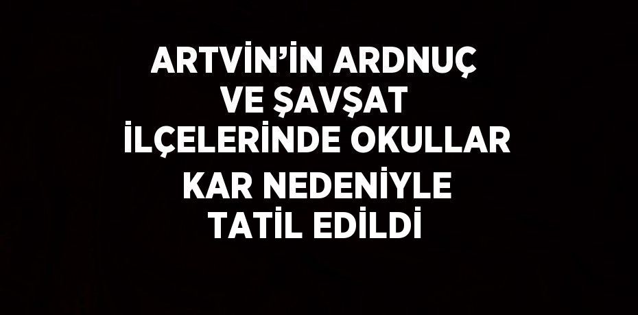 ARTVİN’İN ARDNUÇ VE ŞAVŞAT İLÇELERİNDE OKULLAR KAR NEDENİYLE TATİL EDİLDİ