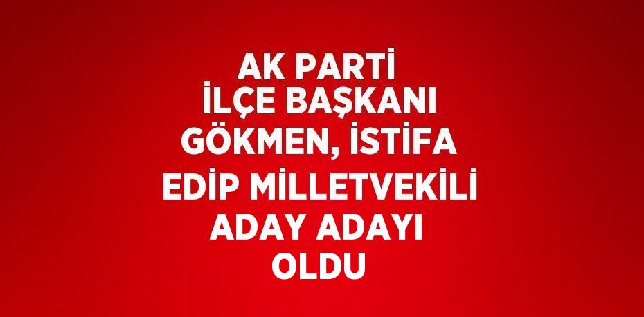 AK PARTİ İLÇE BAŞKANI GÖKMEN, İSTİFA EDİP MİLLETVEKİLİ ADAY ADAYI OLDU