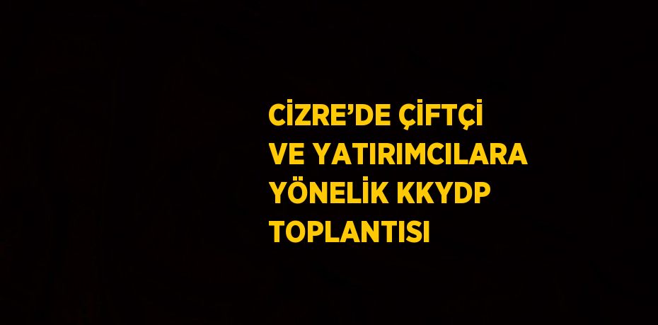 CİZRE’DE ÇİFTÇİ VE YATIRIMCILARA YÖNELİK KKYDP TOPLANTISI