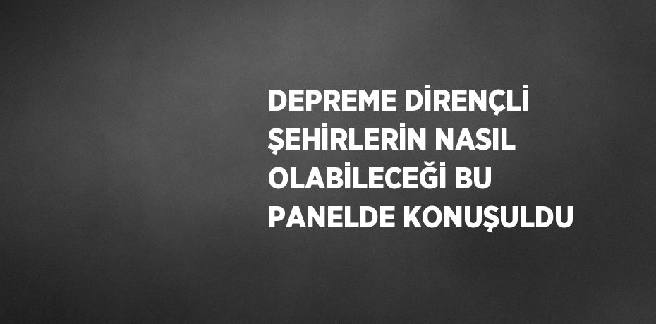 DEPREME DİRENÇLİ ŞEHİRLERİN NASIL OLABİLECEĞİ BU PANELDE KONUŞULDU