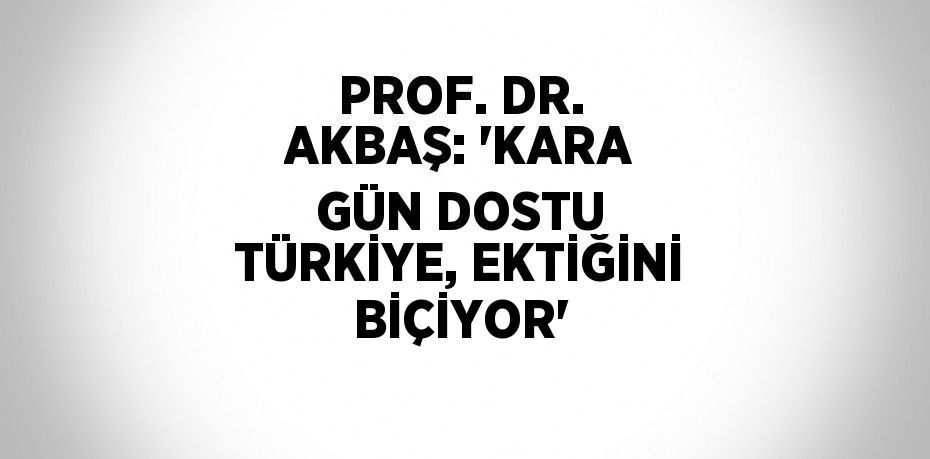 PROF. DR. AKBAŞ: 'KARA GÜN DOSTU TÜRKİYE, EKTİĞİNİ BİÇİYOR'