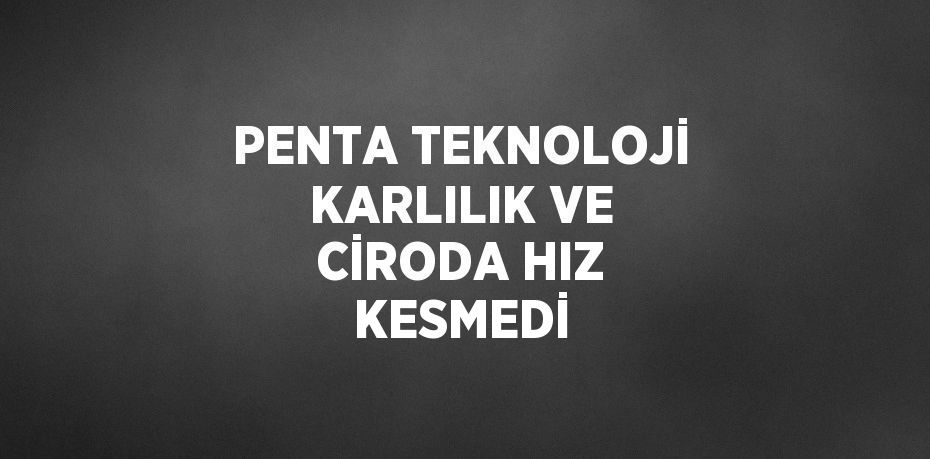 PENTA TEKNOLOJİ KARLILIK VE CİRODA HIZ KESMEDİ