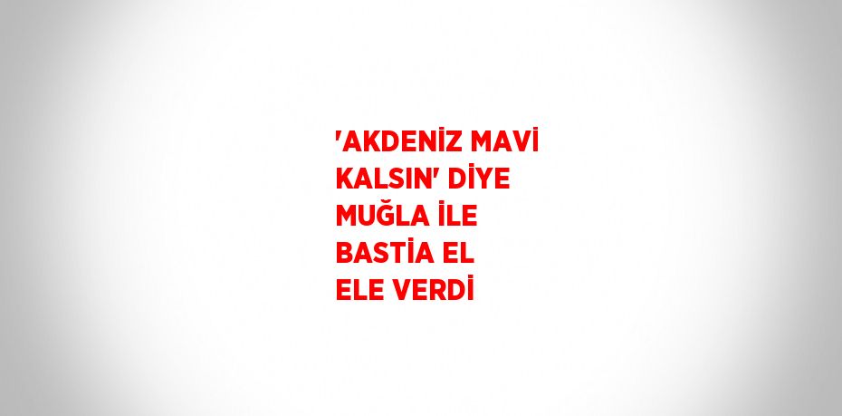 'AKDENİZ MAVİ KALSIN' DİYE MUĞLA İLE BASTİA EL ELE VERDİ