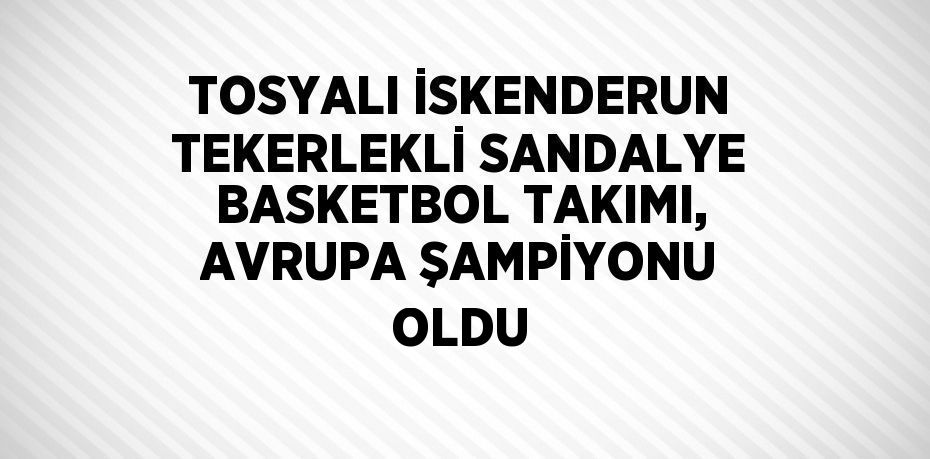 TOSYALI İSKENDERUN TEKERLEKLİ SANDALYE BASKETBOL TAKIMI, AVRUPA ŞAMPİYONU OLDU
