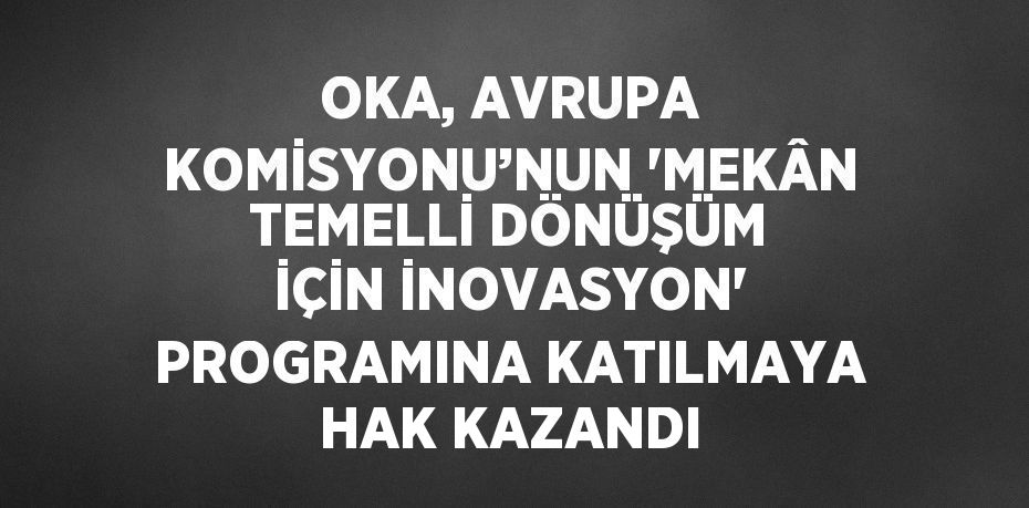 OKA, AVRUPA KOMİSYONU’NUN 'MEKÂN TEMELLİ DÖNÜŞÜM İÇİN İNOVASYON' PROGRAMINA KATILMAYA HAK KAZANDI