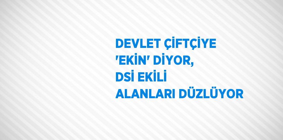 DEVLET ÇİFTÇİYE 'EKİN' DİYOR, DSİ EKİLİ ALANLARI DÜZLÜYOR