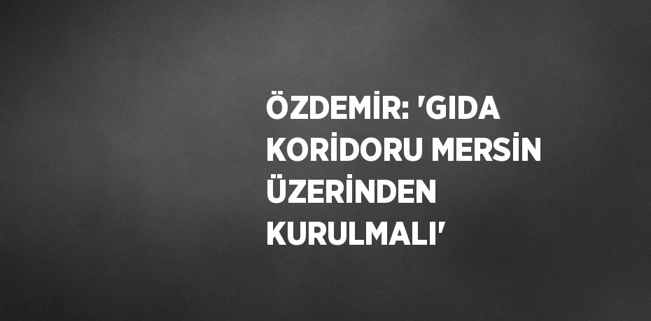ÖZDEMİR: 'GIDA KORİDORU MERSİN ÜZERİNDEN KURULMALI'