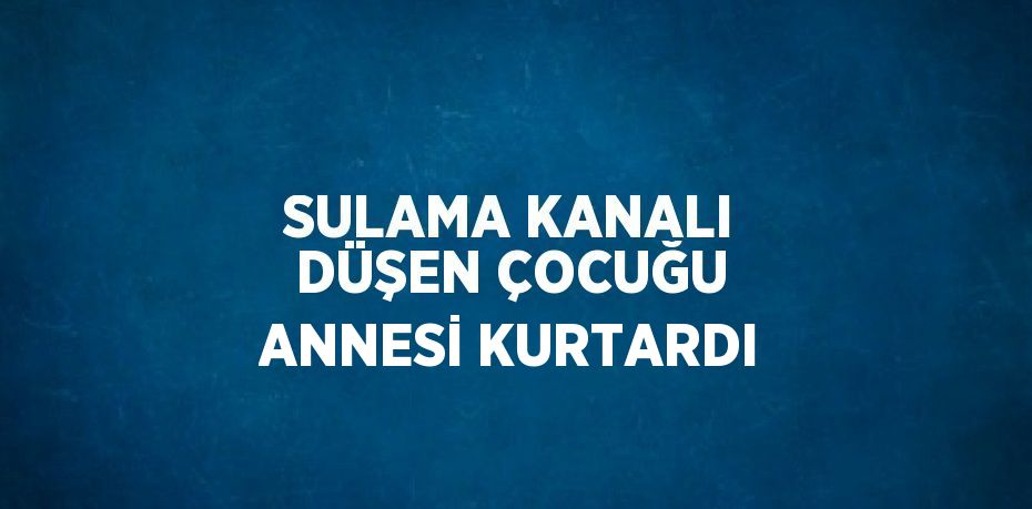 SULAMA KANALI DÜŞEN ÇOCUĞU ANNESİ KURTARDI