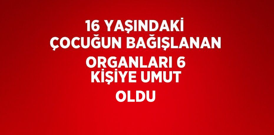 16 YAŞINDAKİ ÇOCUĞUN BAĞIŞLANAN ORGANLARI 6 KİŞİYE UMUT OLDU