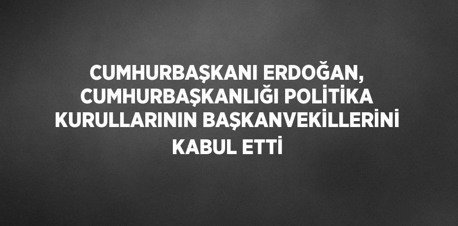 CUMHURBAŞKANI ERDOĞAN, CUMHURBAŞKANLIĞI POLİTİKA KURULLARININ BAŞKANVEKİLLERİNİ KABUL ETTİ